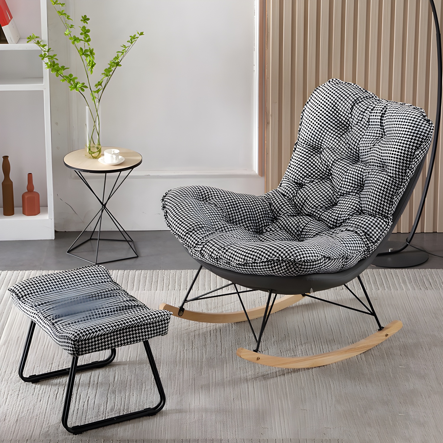 Contemporary Rocking Chair Upholstered Tufted Cushions with Light Legs Glider - image 6