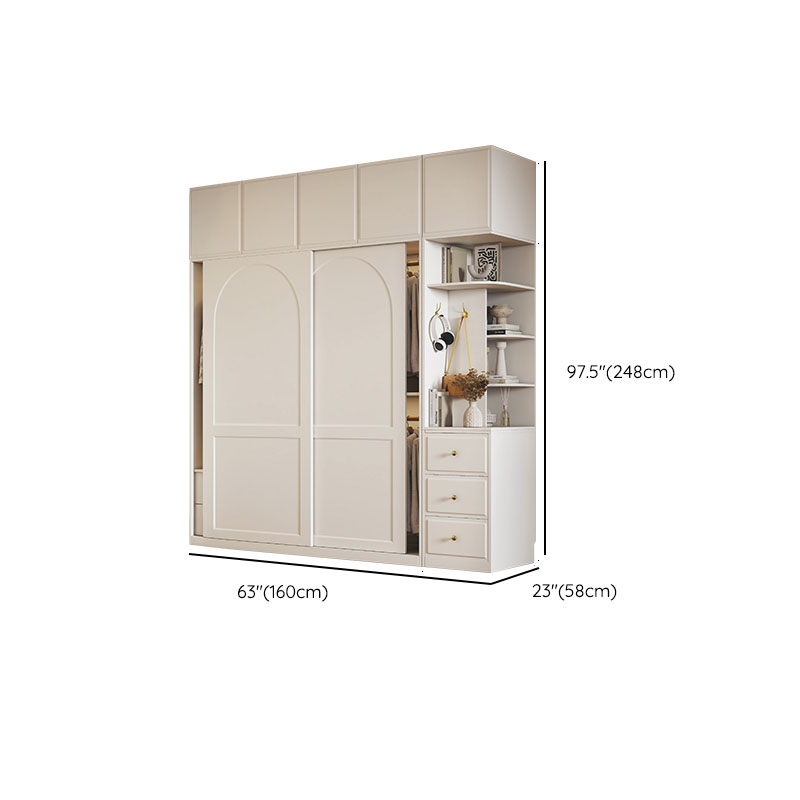 White Minimalist Wooden Wardrobe Closet with Soft Close Drawer, Soft Close Door, Interior Shelves, and Clothing Rod - image 16