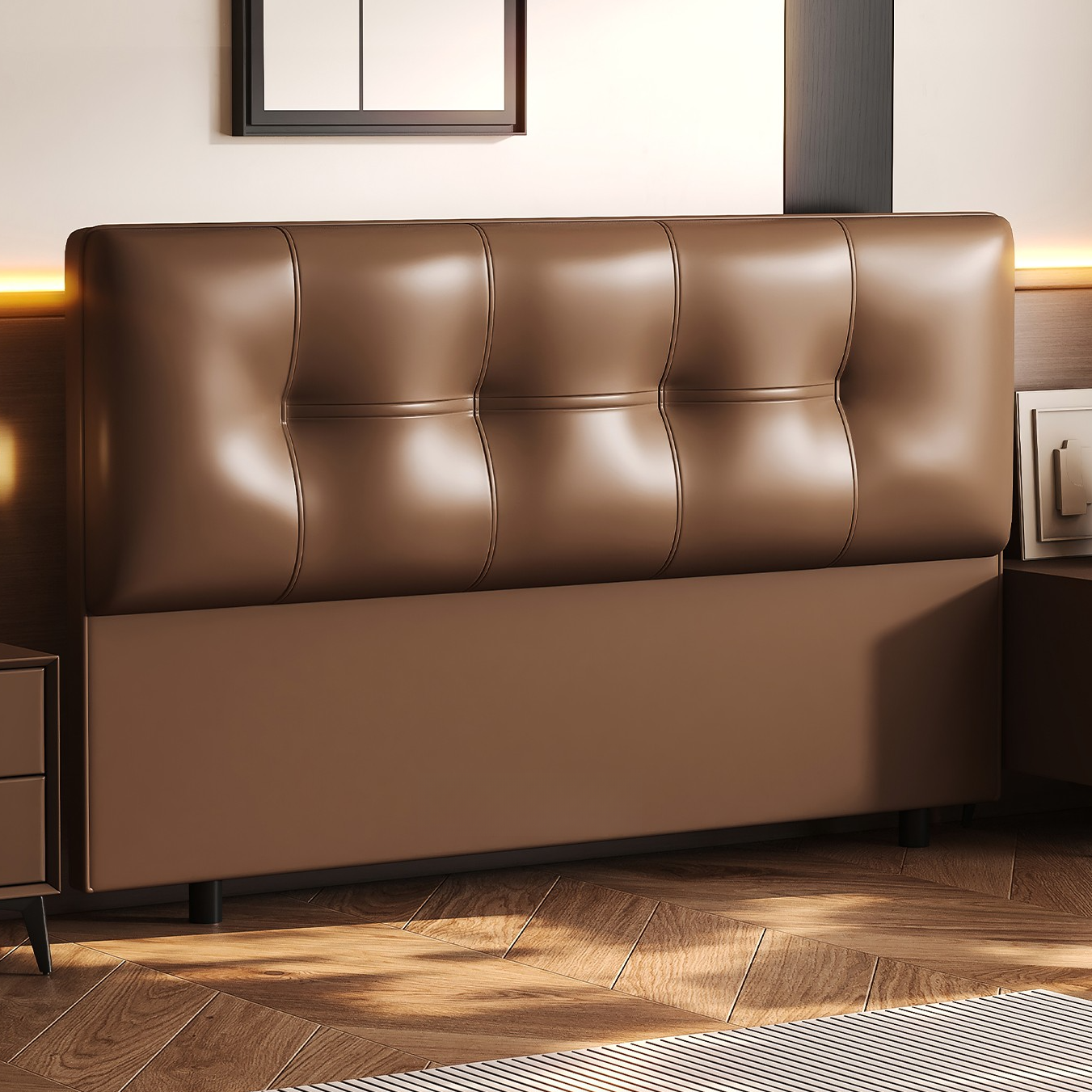 Simplistic Style Panel Headboard with No Distressing, Piled Tufted Rectangular Shape for King/Queen/Full Bed, Featuring Sponge Upholstery and Standard Height
