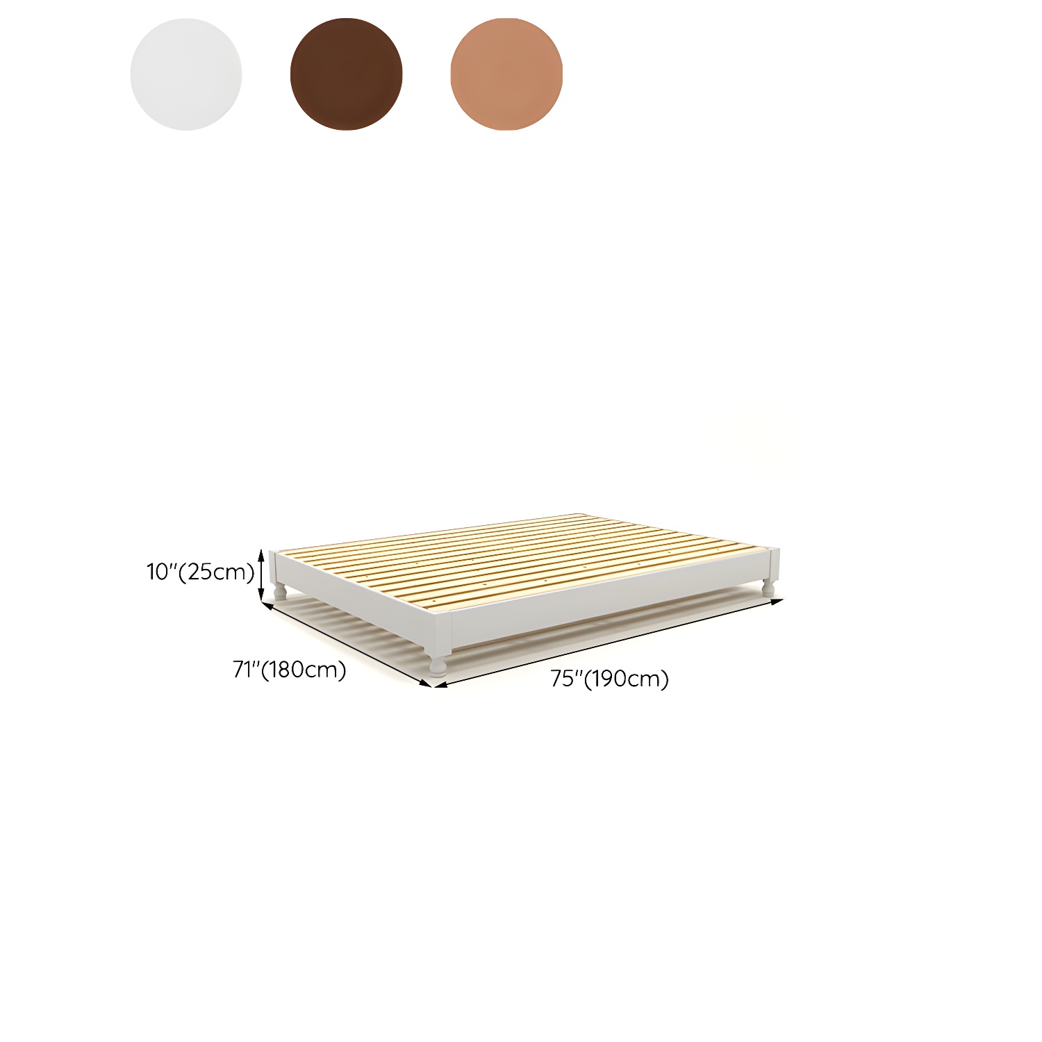 Solid Wood Standard Bed Contemporary Rubberwood Platform Bed with Legs - image 23