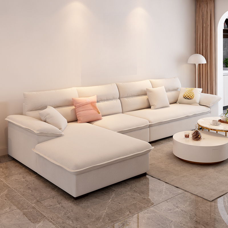 Modern Cotton and Linen L-Shape Sofa Recliner with Concealed Support - image 4