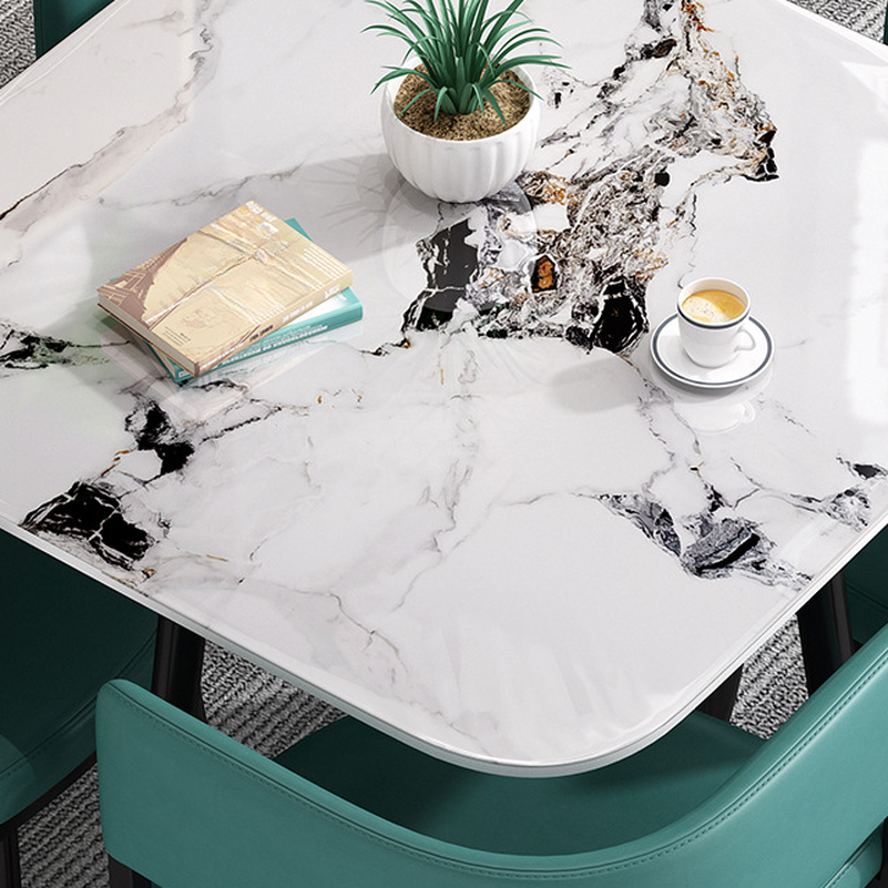 Circular Dining Table Set with a Slate Tabletop in White/Gray/Coal, Back and Cushion Chair for Dining Table for 4 in a Simple Style - image 17