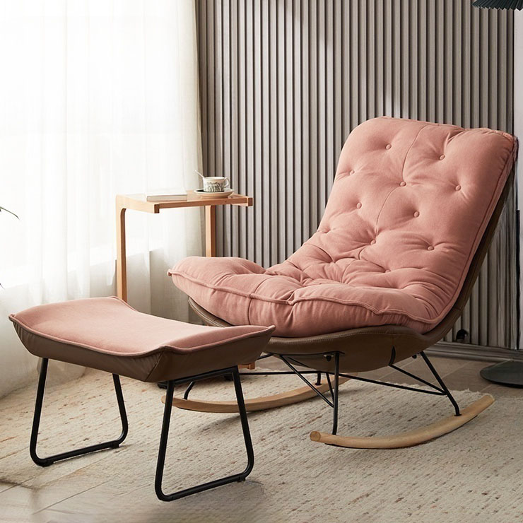 Modish Sand Ash Upholstered Rocking Accent Chair with Spindle Back and Stain Resistant - image 5
