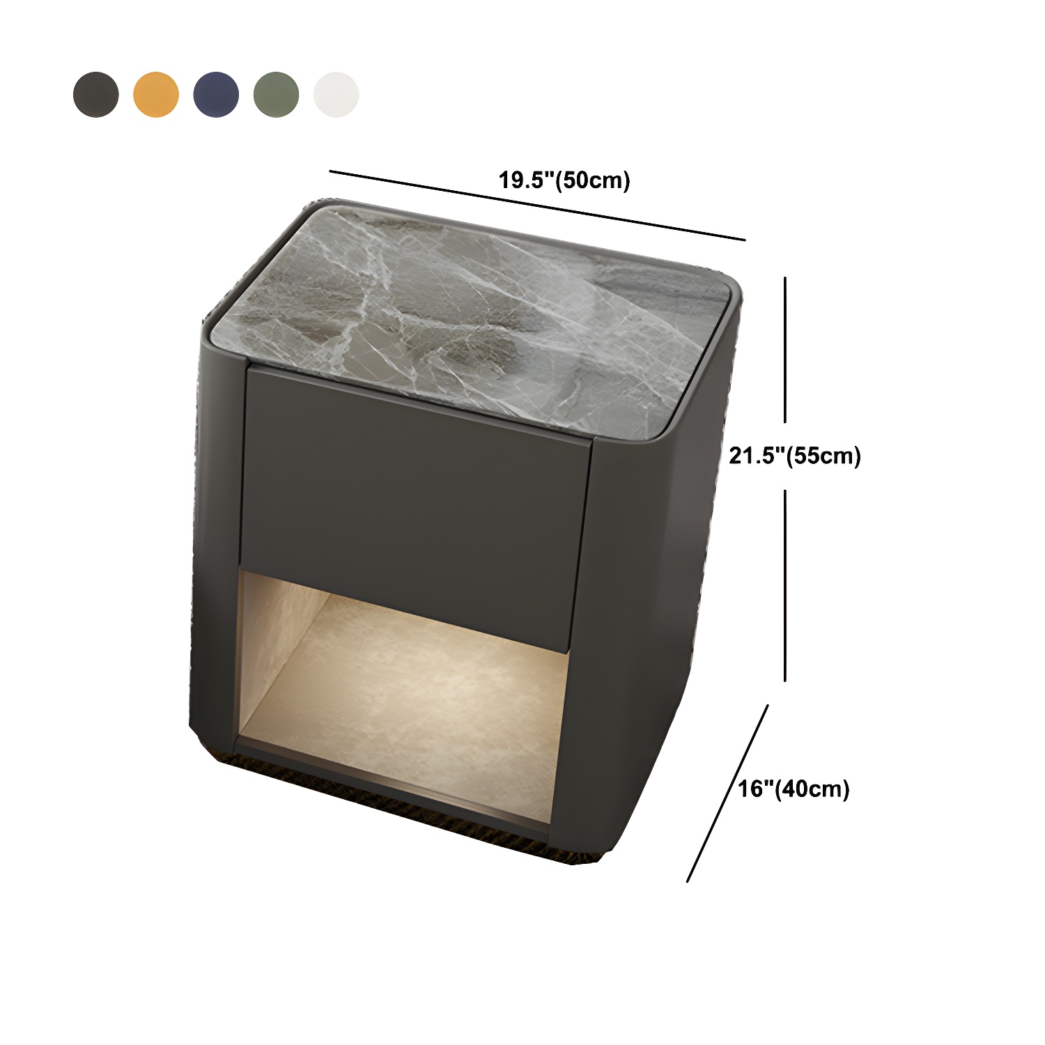 Modern Solid Wood and Slate Night Table Drawer Storage Bed Nightstand - image 21