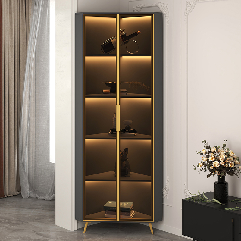 Art Deco Unattached Utility Storage Cabinet with Hydrophobic, Lighting, and Dove Grey Top