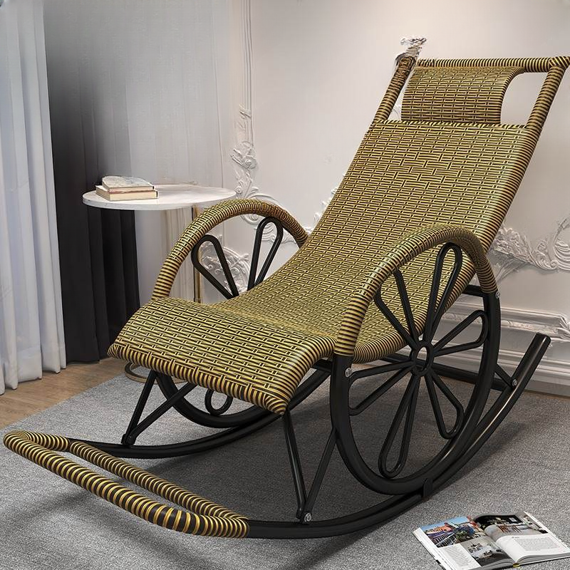 Craftsman Style Cane Rocking Seat with Round Arm - image 5