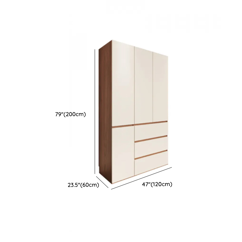 Beige Minimalist Manufactured Wood Wardrobe Closet with Soft Close Drawer, Soft Close Door, Interior Shelves, and Clothing Rod - image 7