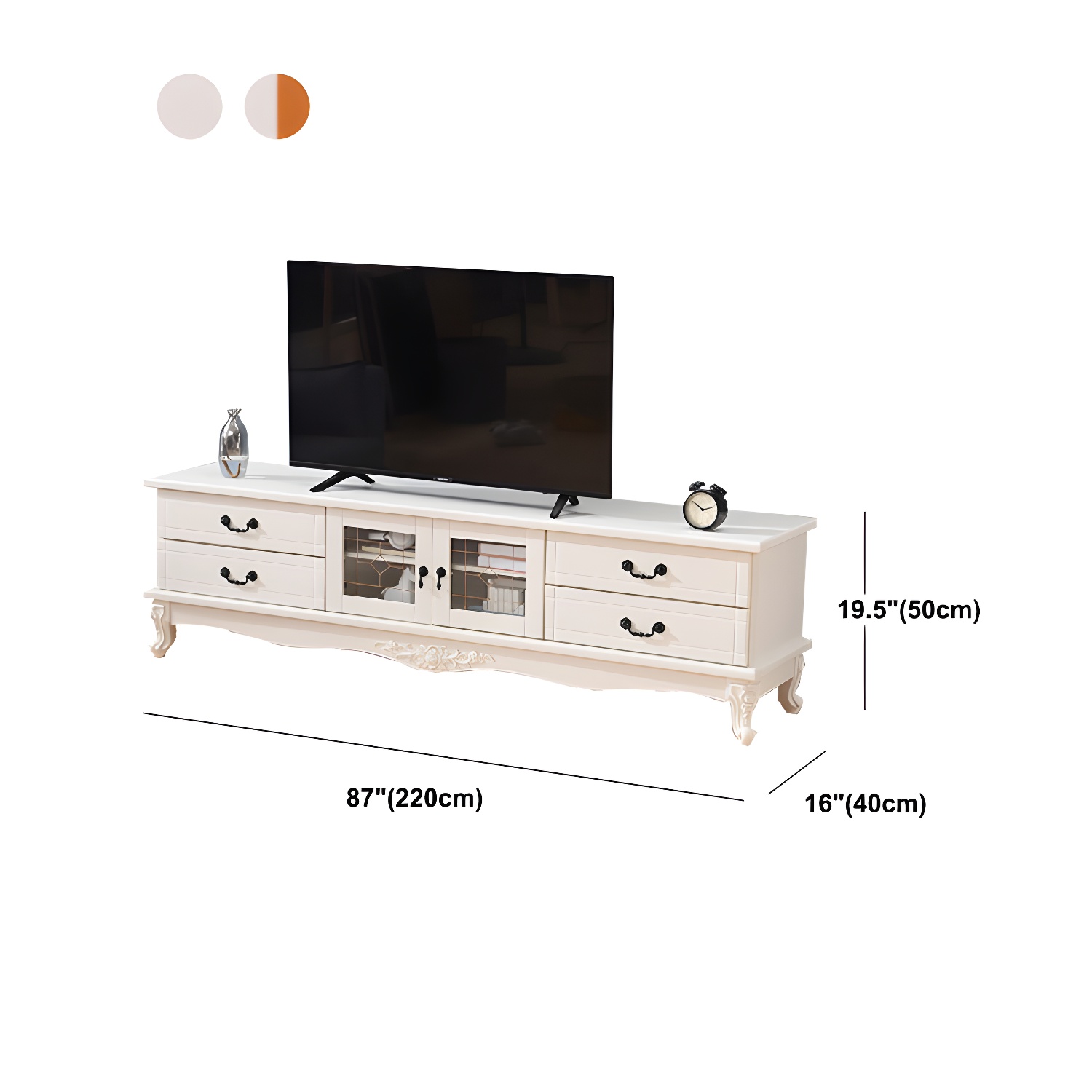 Traditional Solid Wood TV Cabinet Living Room Luxury TV Stand with Glass Doors - image 12