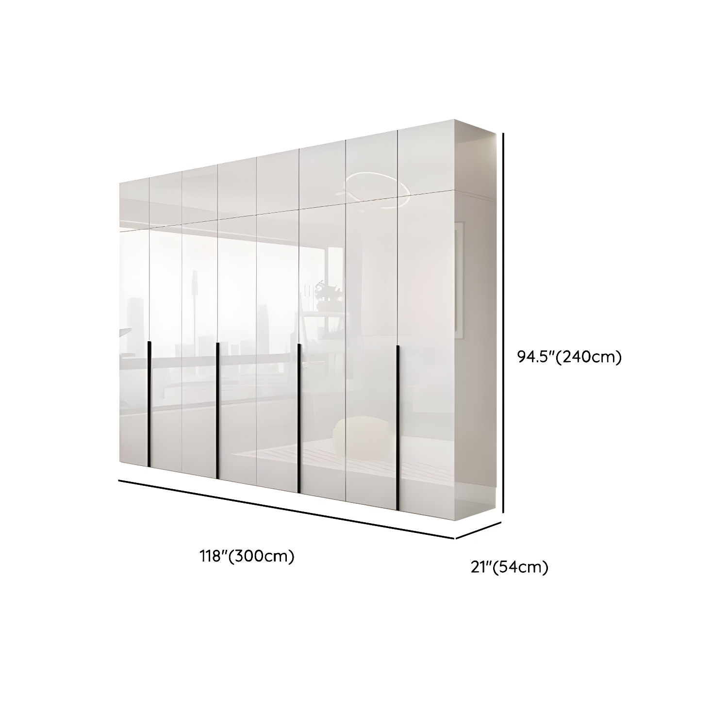 Modern white wood wardrobe armoire with hinged doors, clothing rod & shelves - image 26