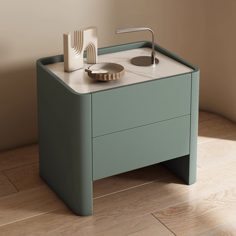 Stylish Drawer Storage Nightstand with 2 Drawers, Stone Countertop, and Leg - image 4
