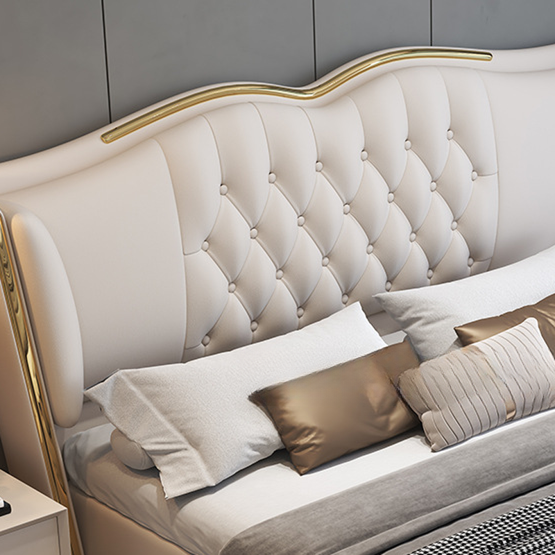 Beige Luxurious Solid Color Storage Bed/Platform Bed with Pine Wood Frame and Button-tufted Design for Living Room - image 4