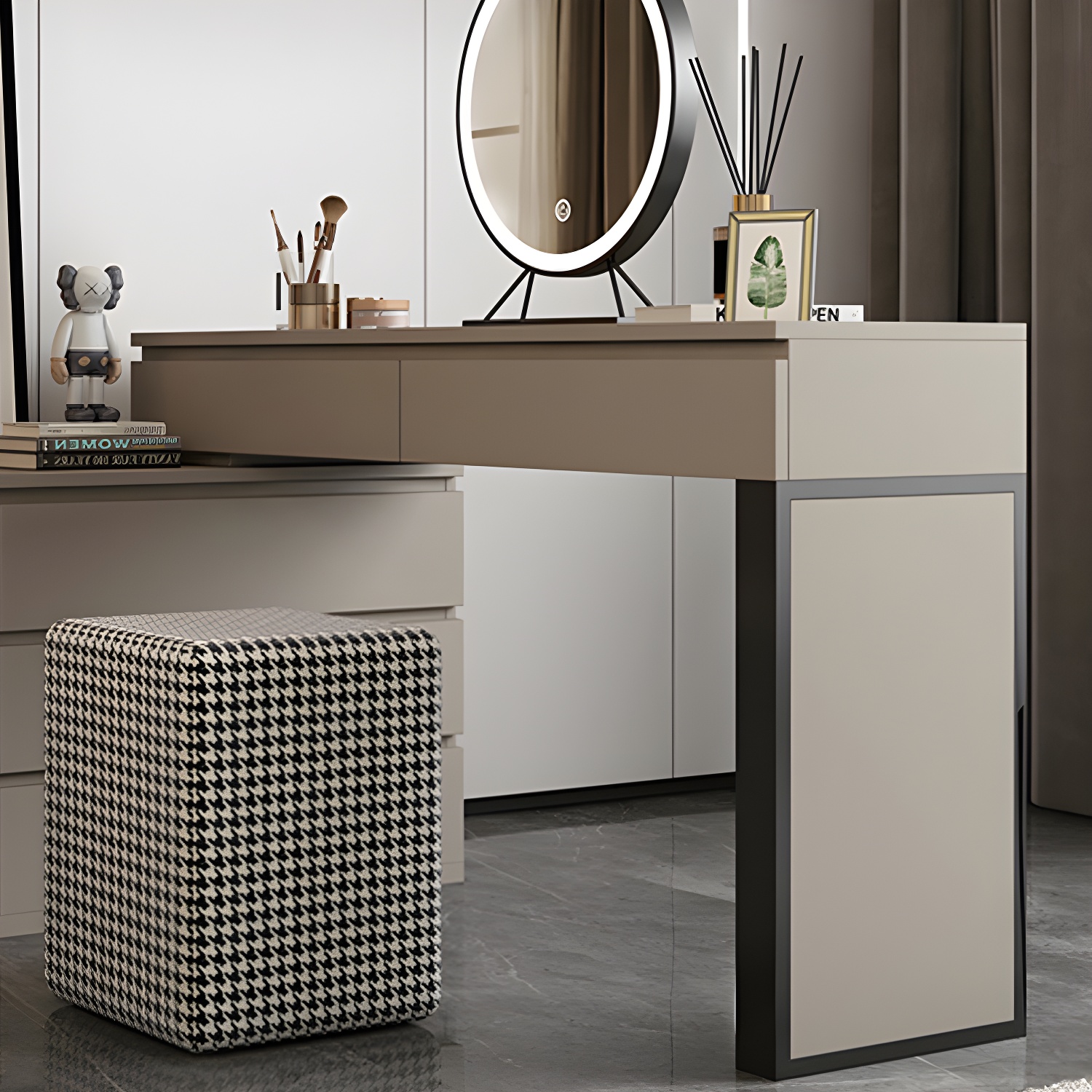 3-piece Vanity Table Set with LED Lighted Mirror Vanity Make Up Table/Stool Set - image 13