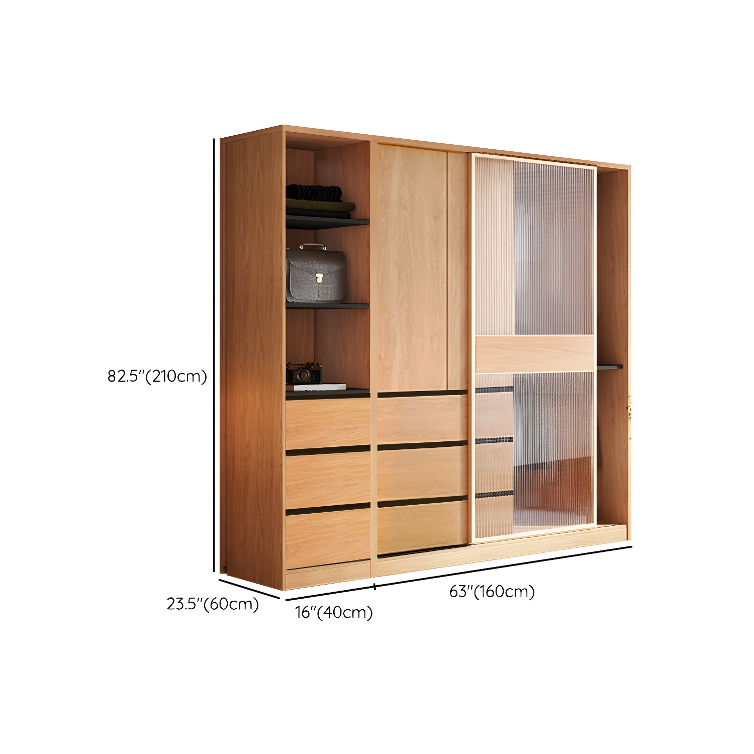 Engineered Wood Wardrobe Armoire with Drawer Modern Wardrobe Closet - image 24