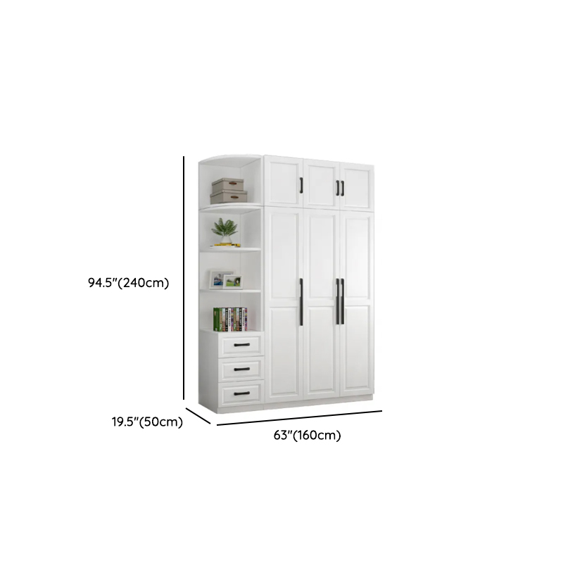 Chalk Modish Wood Wardrobe Closet with Soft Close Drawer, Soft Close Door, Interior Shelves, and Clothing Rod - image 12