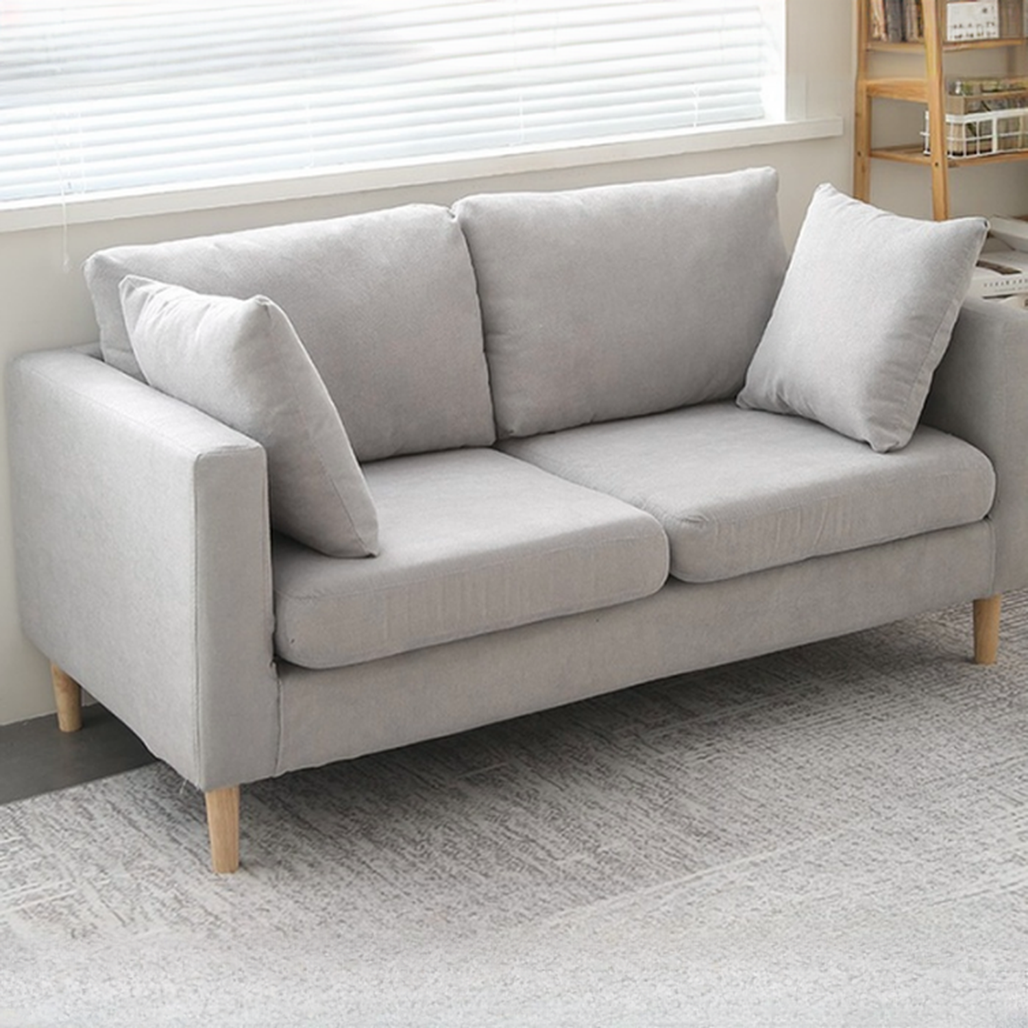 Cream/Dove Grey/Cerulean Loveseat with Slipcover, Wide Pillow Back, Receptacle and 2 Pillows - image 6