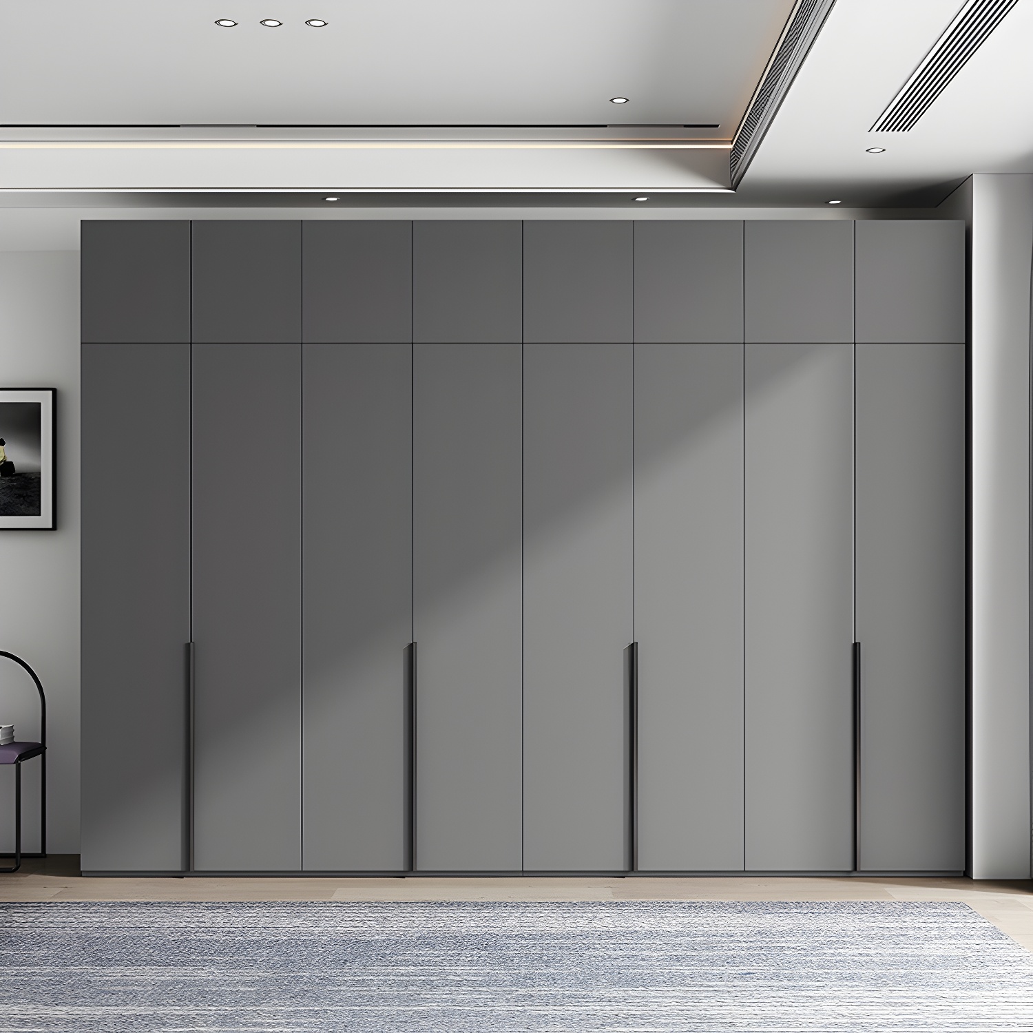 Contemporary Grey Storage Cabinet with Garment Rod Hinged Door Cabinet for Bedroom - image 3