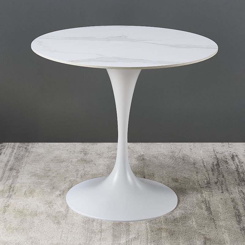 Chalk Circular Stone Art Deco/Glamorous Dining Table for 2, Scratch-immune & Fixed Table - image 7