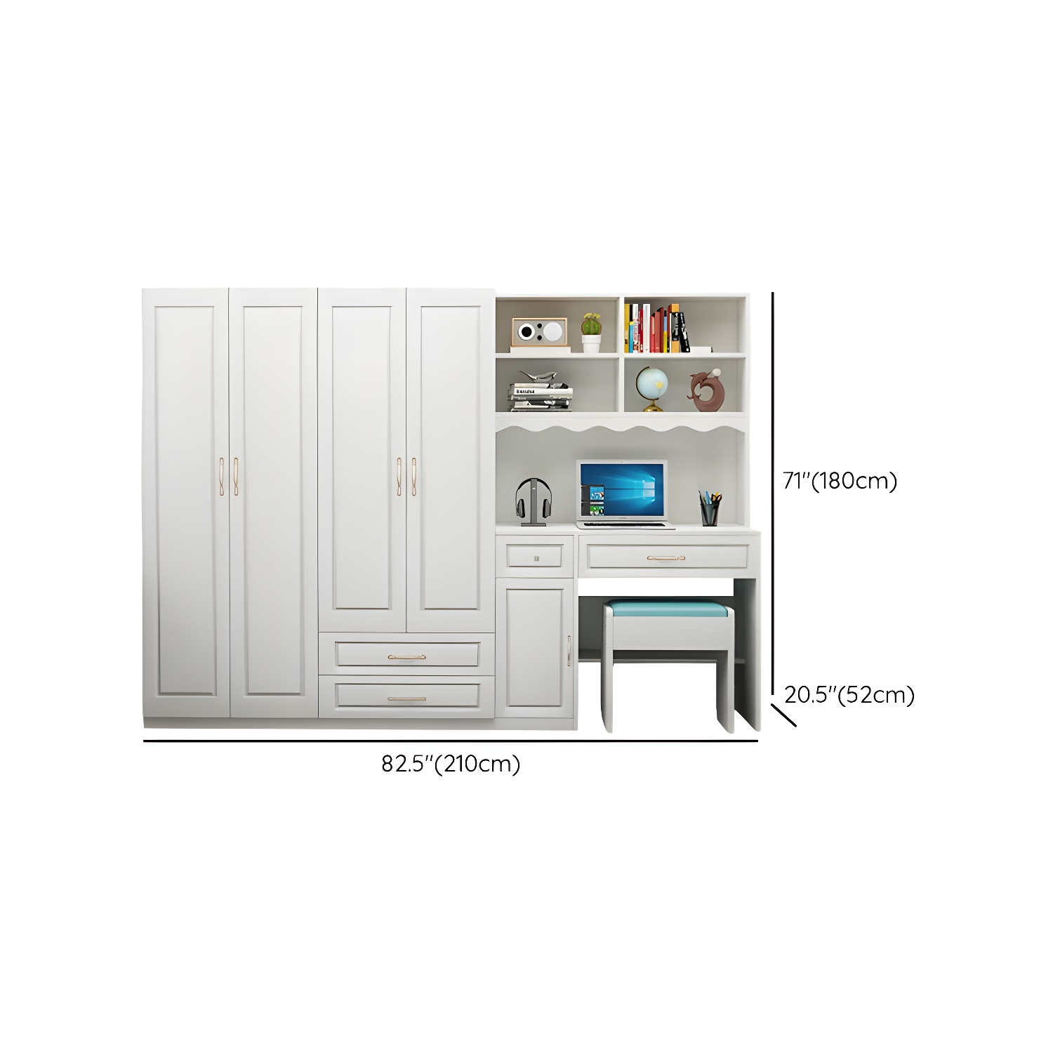 Modern White Wardrobe Armoire with Drawers & Clothing Rod Included - image 19
