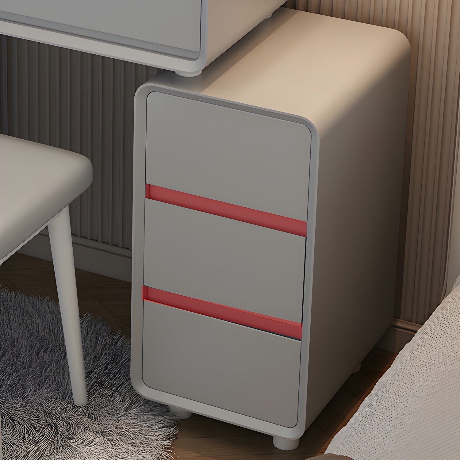Modern Gray Makeup Vanity with Mirror & Drawers & Seat Included - image 10