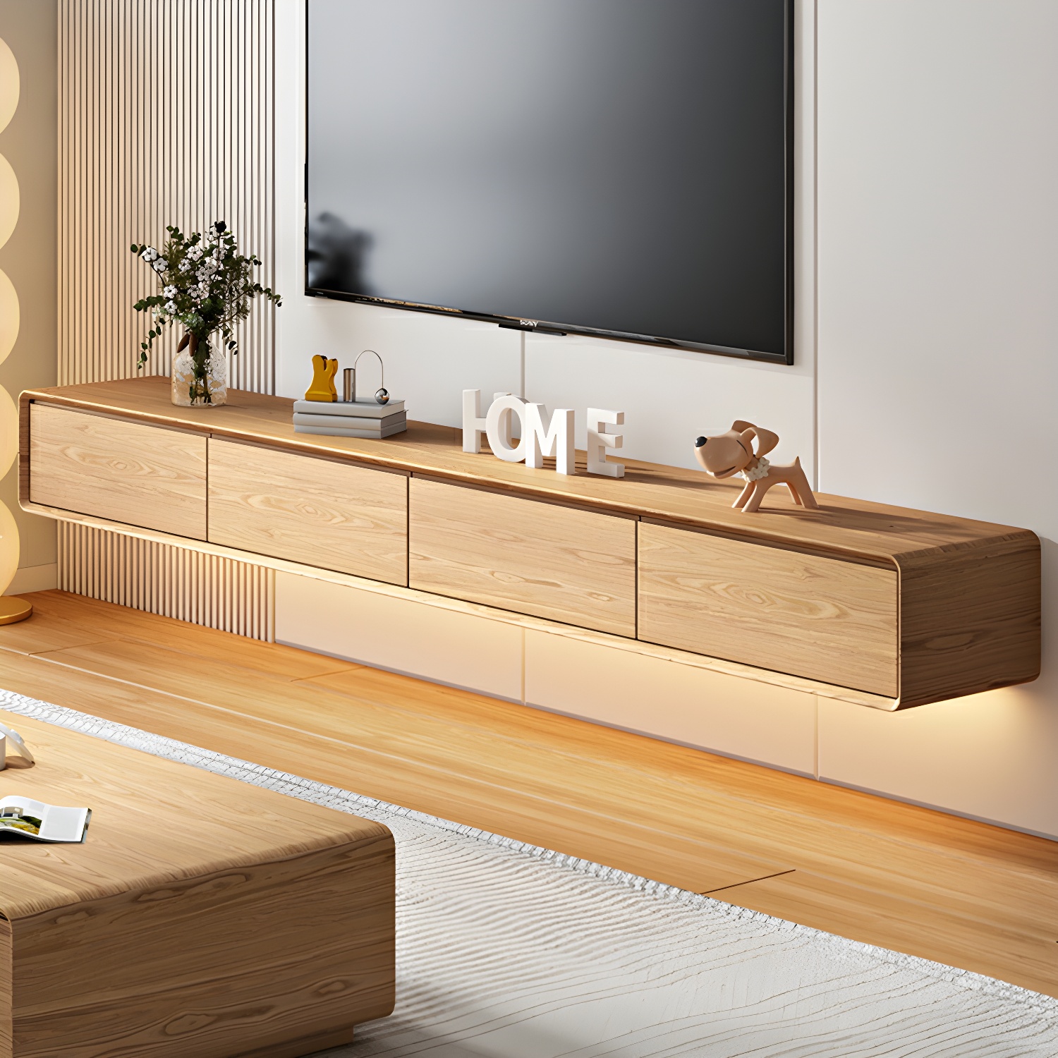 Modern Floating 2-Drawer TV Cabinet with Cable Management for Living Room - image 4