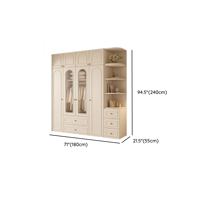 Chalk Modish Natural Wood Wardrobe Closet with Soft Close Drawer, Soft Close Door, Interior Shelves, and Clothing Rod - image 17
