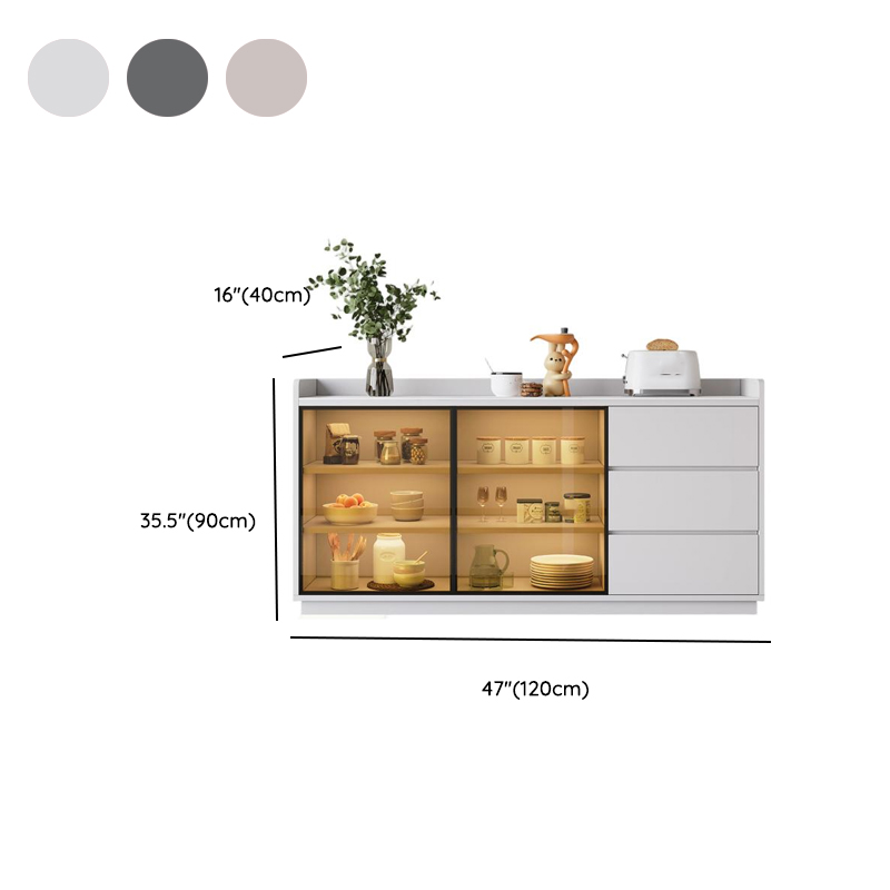 Simple Sideboard with 3 Drawers, Hutch Cabinets, Standard/Narrow/Wide Sizes, 1 Shelf, Sintered Stone Countertop, and 2/3/Single Doors - image 16