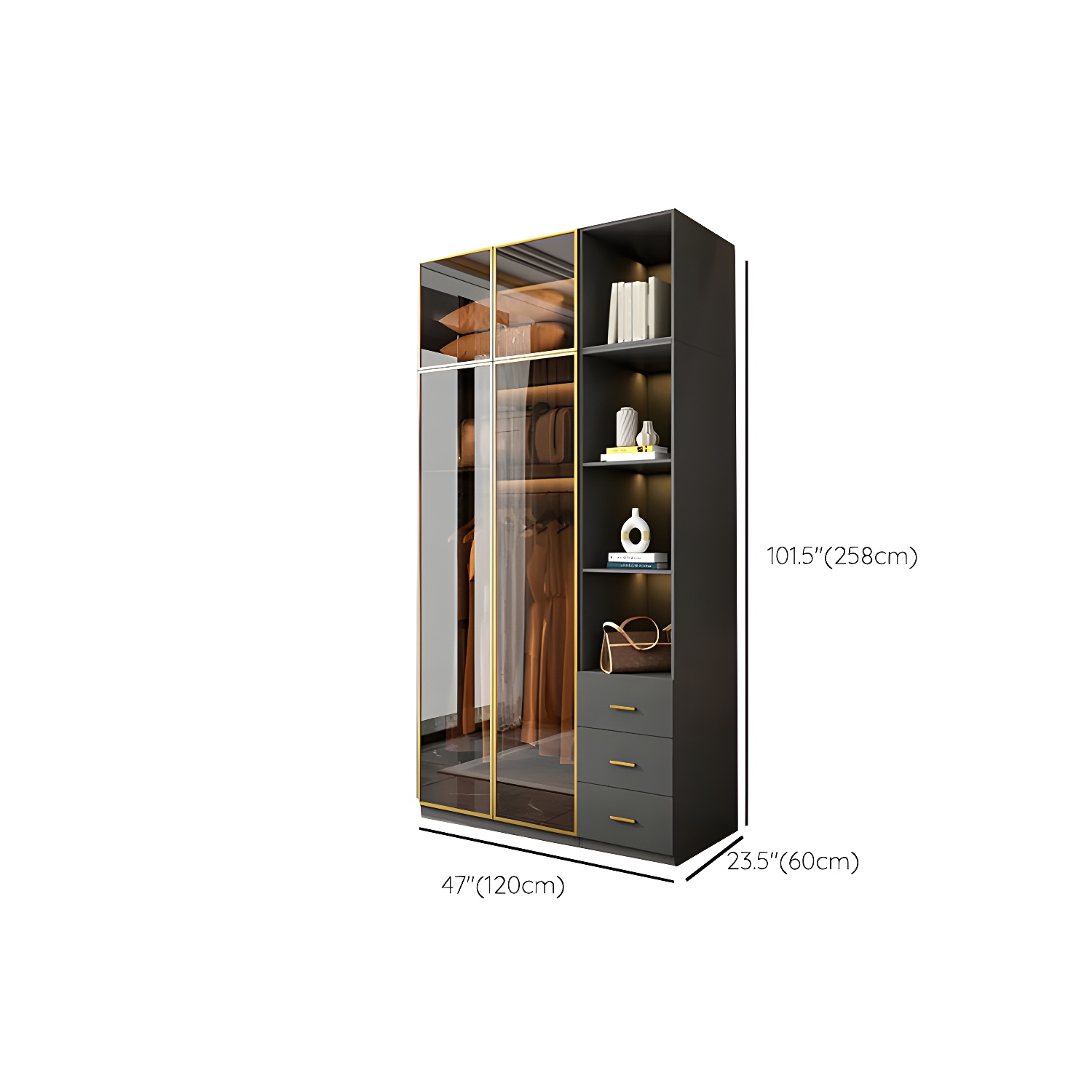 Modern Glass Wardrobe Wardrobe Armoire Wardrobe Cabinet for Home - image 32