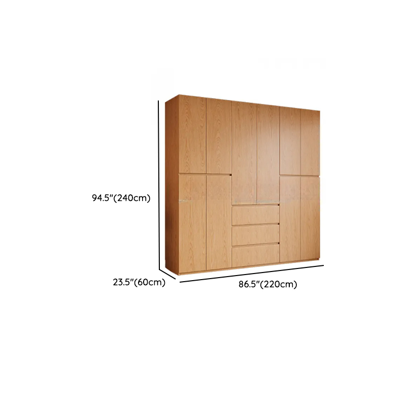 Natural Finish Minimalist Oak Wood Cabinet Armoire with Soft Close Drawer, Soft Close Door, Interior Shelves, and Clothing Rod - image 30