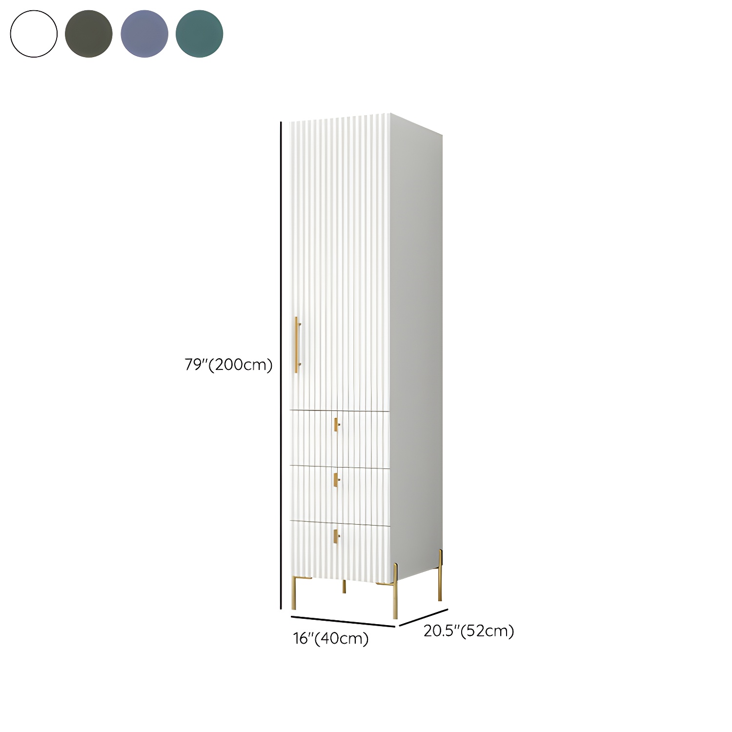 Modern Wardrobe Cabinet Engineered Wood with Garment Rod in Green/Blue/White/Grey - image 14