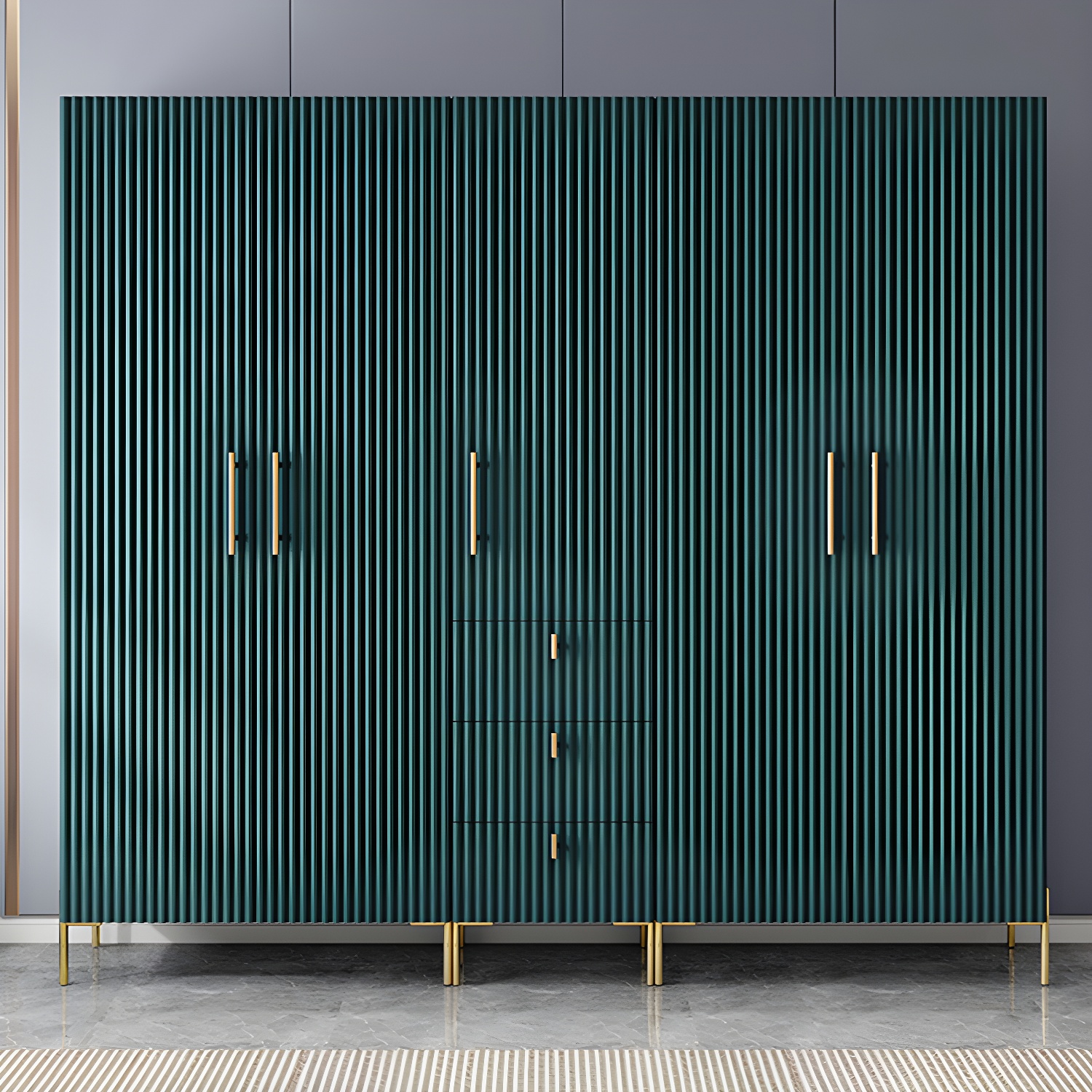 Modern 3-Cabinet Feature Wood Wardrobe Armoire with Hinged Door Mechanism - image 6