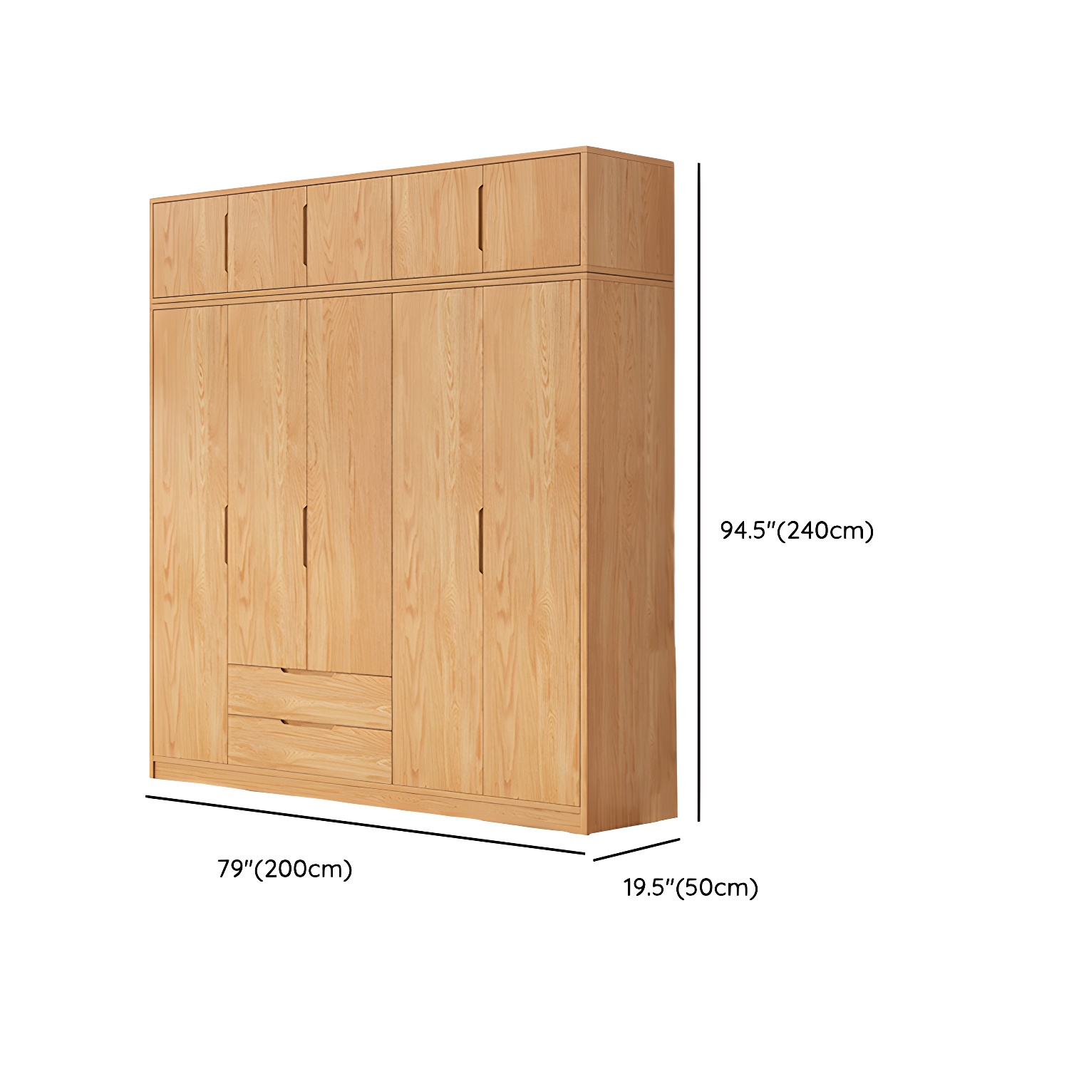 Modern Natural Wood Wardrobe Armoire with Sliding Doors, Drawers, and Shelves - image 122