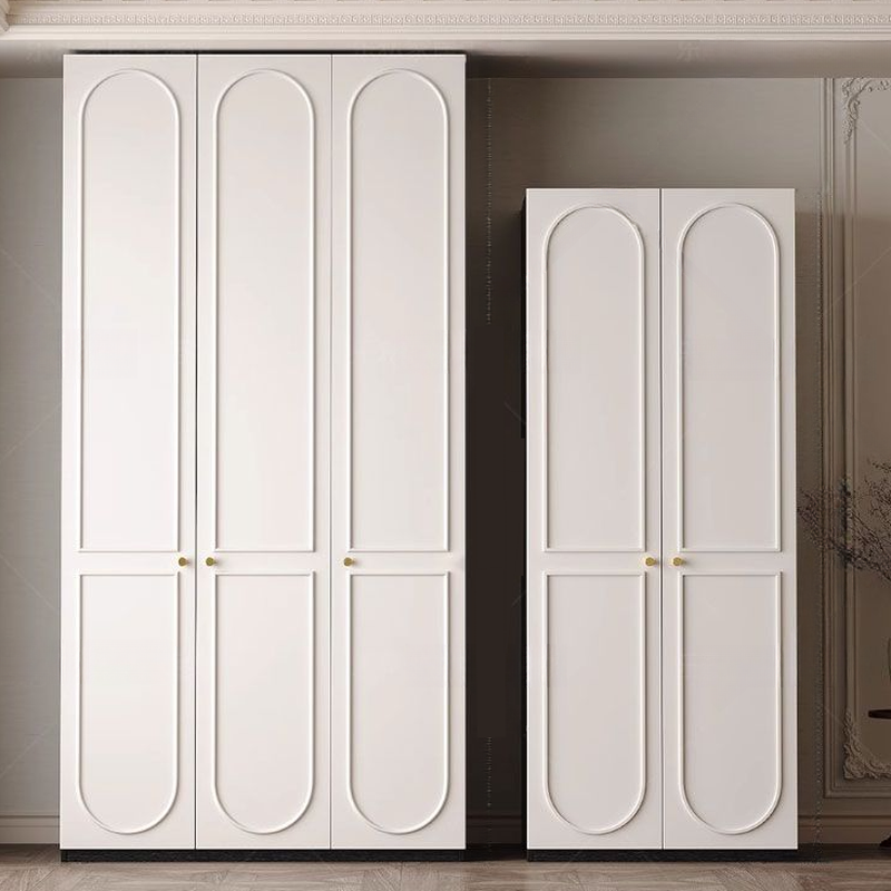 White Modish Manufactured Wood Armoire Cabinet with Soft Close Drawer, Soft Close Door, Interior Shelves, and Clothing Rod