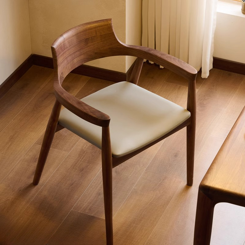 Casual Arm Chair with Uncovered Back, Upholstered, Walnut Timber Legs, Armrest, and Firm Stability - image 3