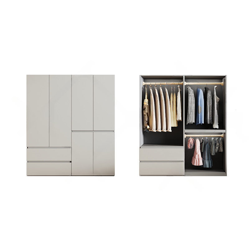 Cream Trendy Reclaimed Wood Wardrobe Armoire with Soft Close Drawer, Soft Close Door, Interior Shelves, and Clothing Rod - image 18