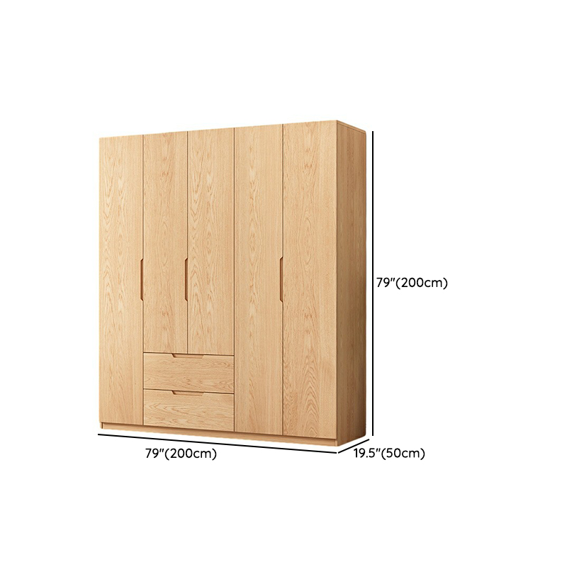 Stylish Natural Wood Wardrobe Armoire with Drawers and Silent Buffer Door Hinge - image 13