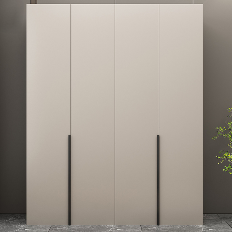 Sand Modern Simple Style Laminate Wardrobe Closet with Interior Shelves and Clothing Rod