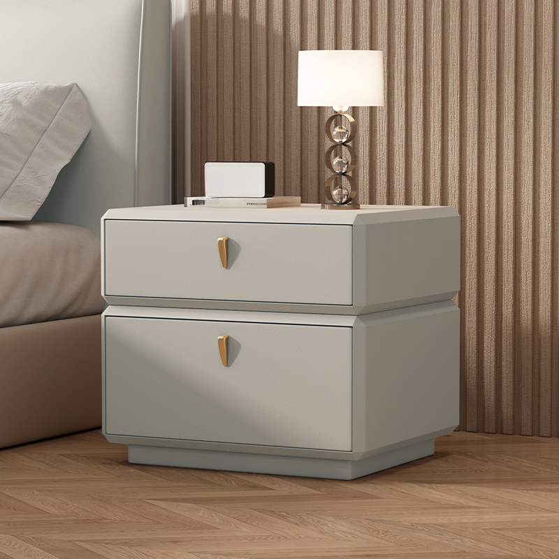 Organic Modern 2 Tiers Nightstand With Drawer Organization in Pleather - image 4