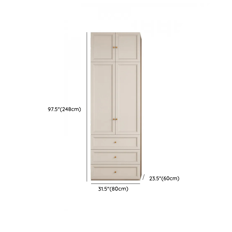 White Minimalist Laminate Wardrobe Closet with 3-Drawer, Soft Close Door, Interior Shelves, and Clothing Rod - image 13