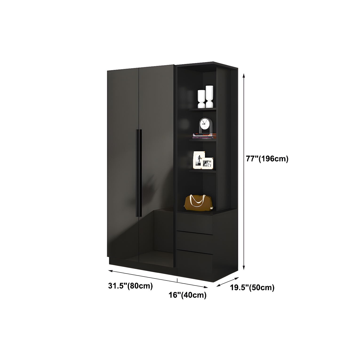 Modern Style Wardrobe Black Colour Glass Wardrobe Closet for Bedroom - image 14