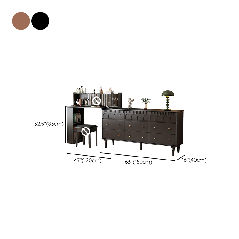 Simplistic Large Vanity Set/Makeup Vanity with Rubberwood Table Top, 4 Drawers/6 Drawers/2 Drawers, Scalable and No Suspension - image 16