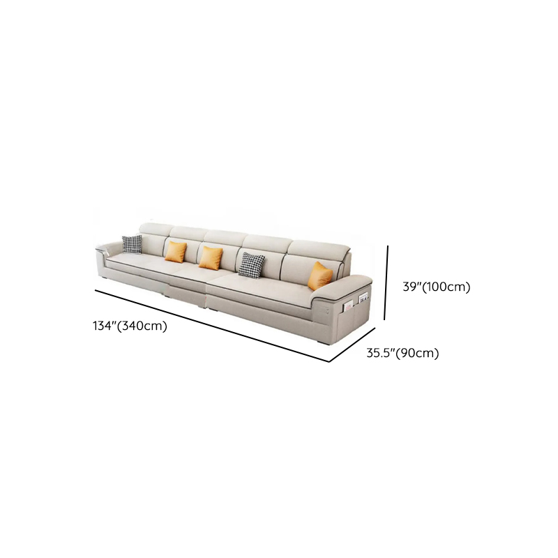 Casual L-Shape Stain Resistant Cream Sofa Recliner with Left/Right Hand Facing Square Arm and Chaise Component - image 14
