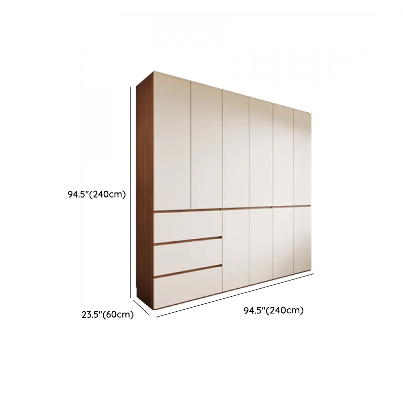 White Minimalist Manufactured Wood Independent Wardrobe Closet with Soft Close Drawer, Soft Close Door, and Interior Shelves - image 20