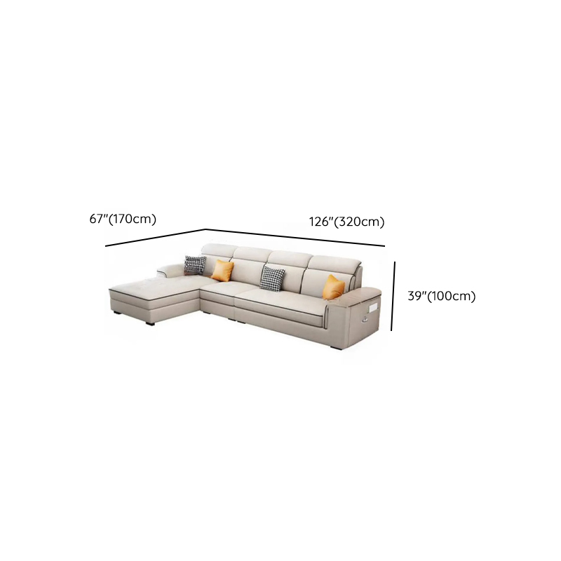 Casual L-Shape Stain Resistant Cream Sofa Recliner with Left/Right Hand Facing Square Arm and Chaise Component - image 13