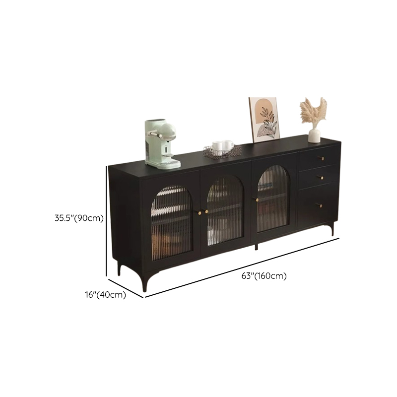 Narrow/Standard Coal Sideboard in Wood with Hutch, Glass Doors and Flexible Shelf in a Modern Style, 3 Drawers Included/Not Included - image 16