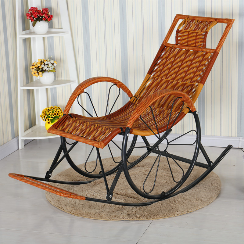 Ergonomic Wicker Front Porch Rocking Chairs with Rear Back, Stationary - image 10