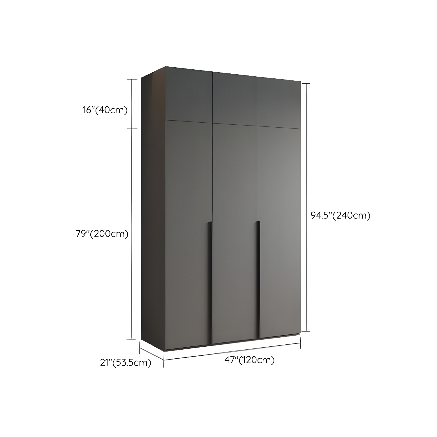Modern Grey Wood Wardrobe Armoire with Drawers & Shelves for Ample Storage - image 14