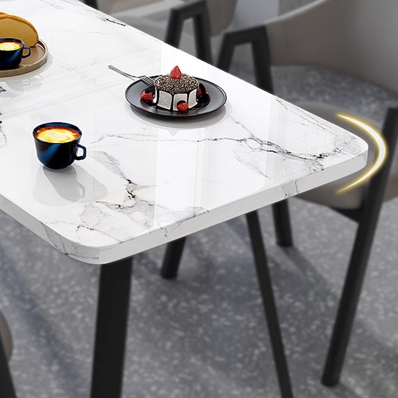 Dining Table Set with Sleighing Recycled Wood Fixed Table and Padded Chair with Back and Armrest, 5-piece - image 9