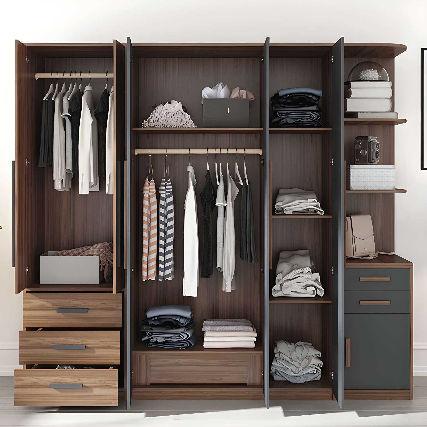 Contemporary Wardrobe Armoire Engineered Wood Wardrobe Closet - image 8