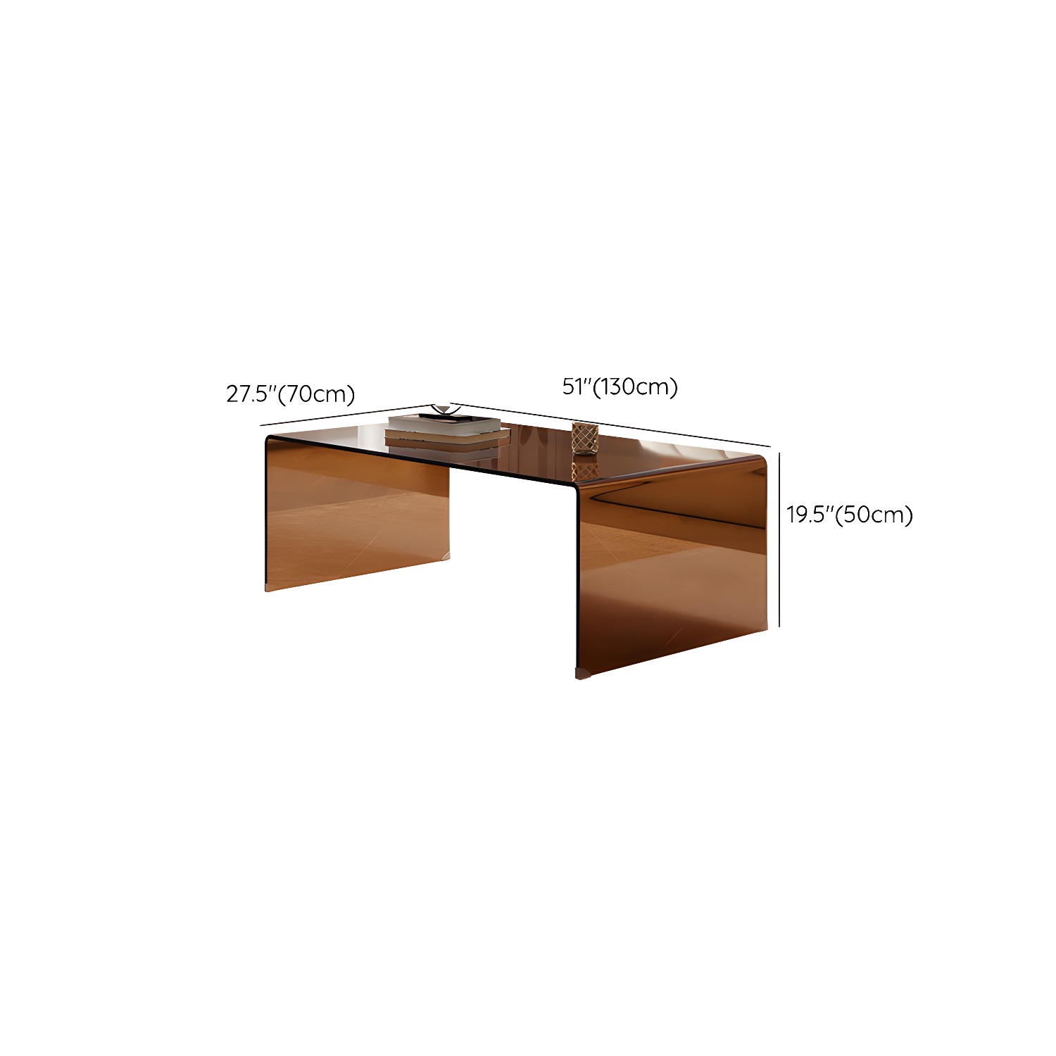 Rectangular Brown Glass Modern Coffee Table with Sleek Sled Base - image 8