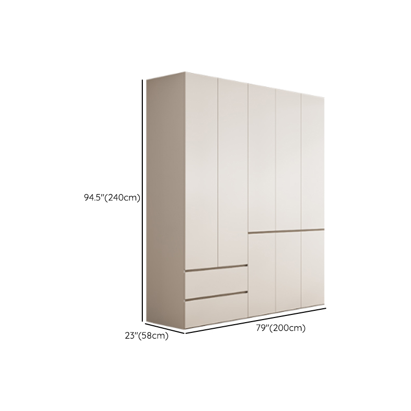 White Minimalist Manufactured Wood Wardrobe Closet with 2 Drawers, Soft Close Door, Interior Shelves, and Clothing Rod - image 19